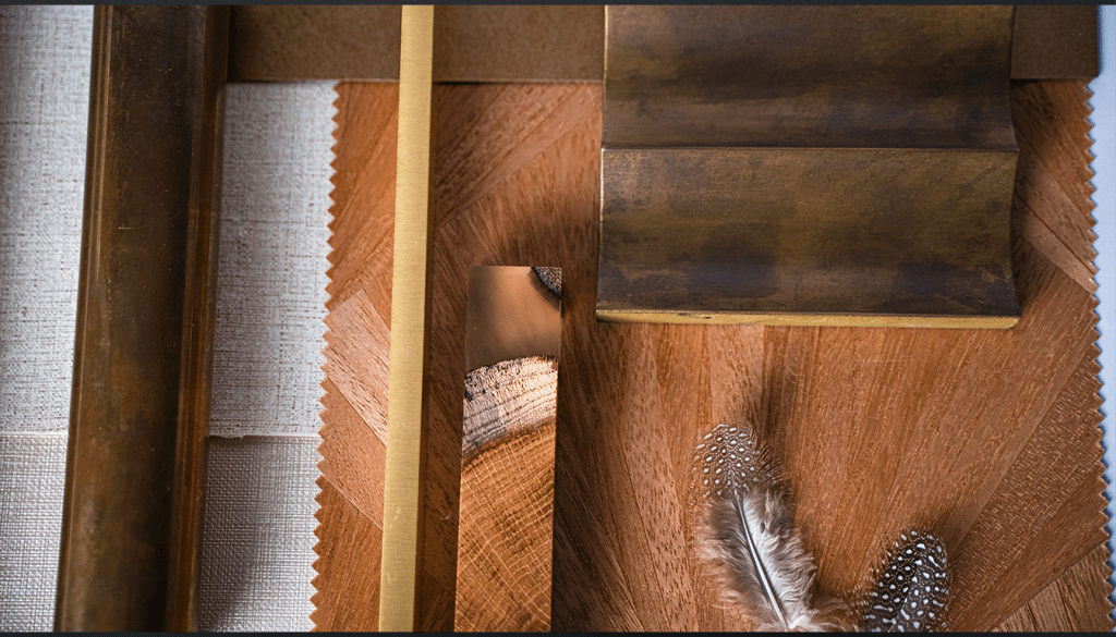 Moodboard mit Mix aus edlen Materialien