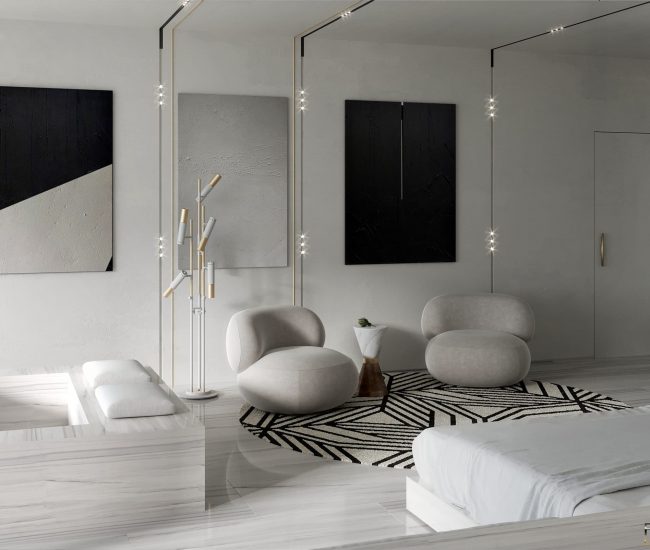Schlafzimmer mit Badewannen-Design von FormVision für Schwanekamp Interior